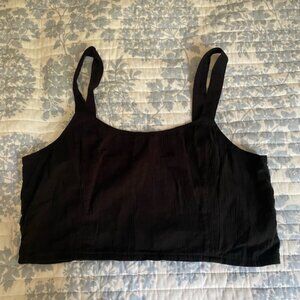 Aerie Black Linen Tank